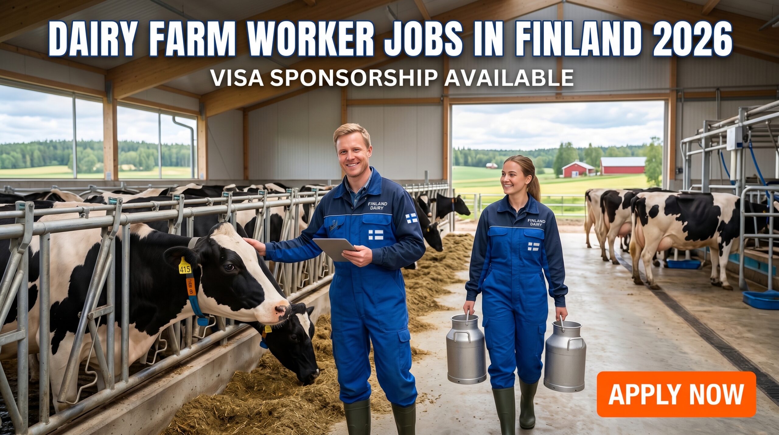 Dairy Farm Worker Jobs in Finland with Visa Sponsorship 2026 (€12–€18 Per Hour)