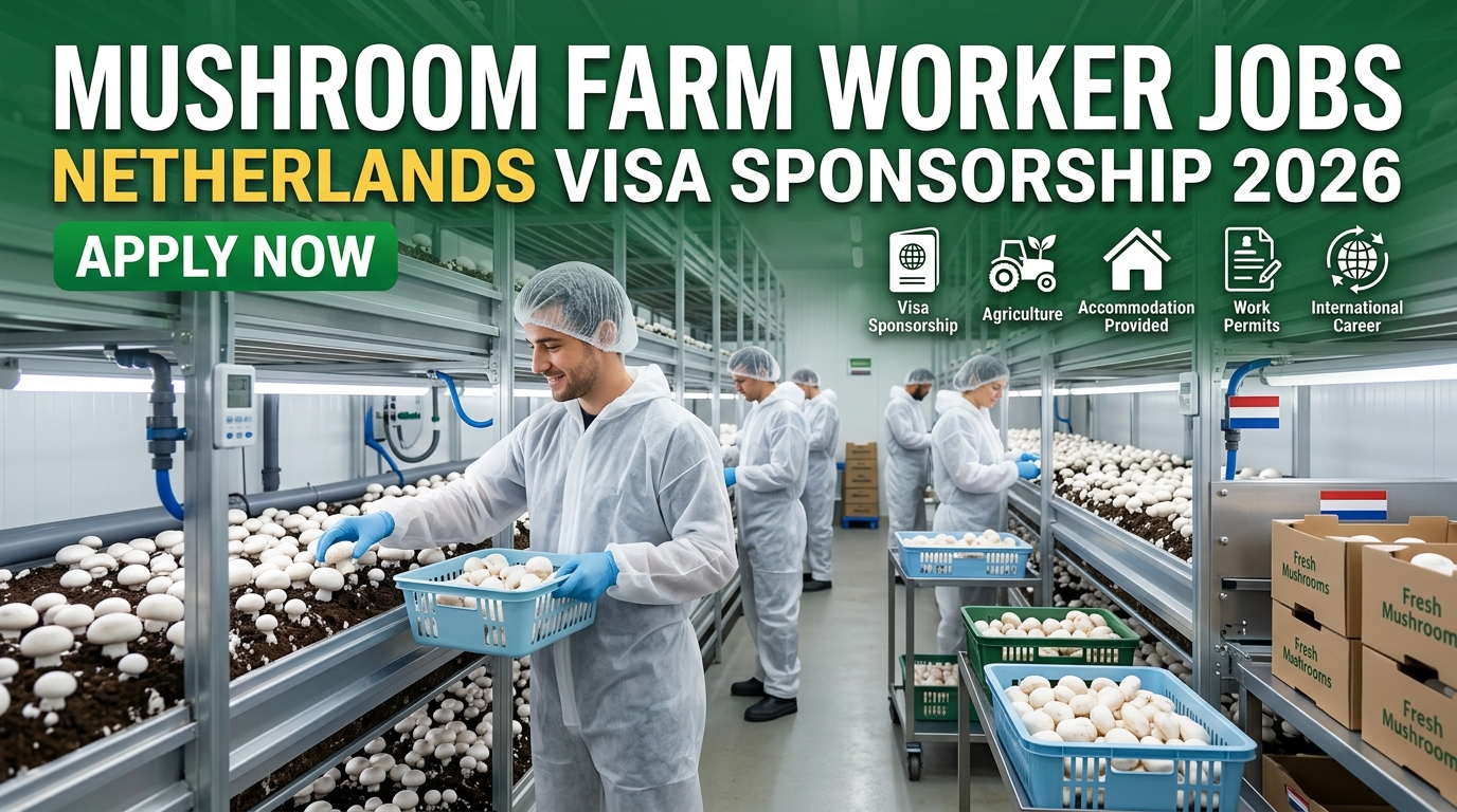 Mushroom Farm Worker Jobs in Netherlands with Visa Sponsorship 2026
