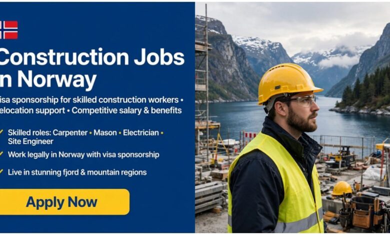 Construction Jobs in Norway with Visa Sponsorship